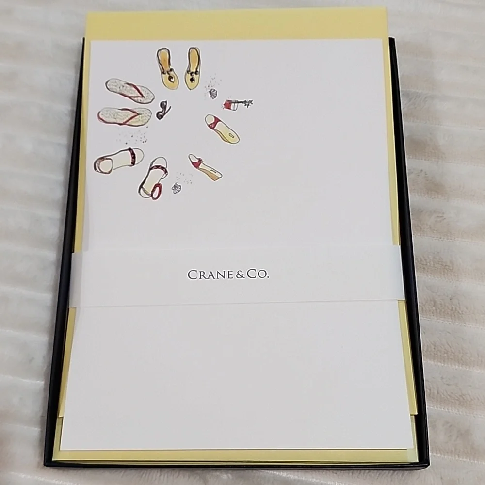 NEW Crane & Co Beach Shoes Imprintable Cards & Env, 10 Total